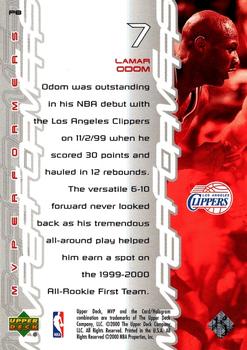 2000-01 Upper Deck MVP - MVPerformers #P8 Lamar Odom Back