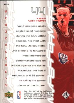 2000-01 Upper Deck MVP - MVPerformers #P10 Keith Van Horn Back