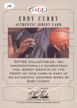 2001 SAGE - Authentic Jerseys Platinum #J6 Eddy Curry Back