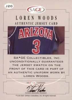 2001 SAGE - Authentic Jerseys Platinum #J20 Loren Woods Back