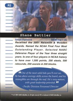 2001 SAGE HIT - Rarefied Gold #R2 Shane Battier Back