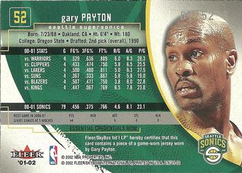 2001-02 E-X - Essential Credentials Now #52 Gary Payton Back