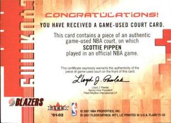 2001-02 Flair - Courting Greatness #NNO Scottie Pippen Back
