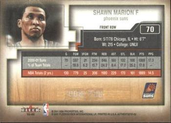 2001-02 Fleer Authentix - Front Row Parallel #70 Shawn Marion Back