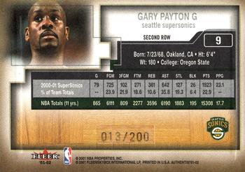 2001-02 Fleer Authentix - Second Row Parallel #9 Gary Payton Back