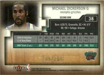 2001-02 Fleer Authentix - Second Row Parallel #38 Michael Dickerson Back