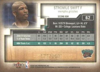 2001-02 Fleer Authentix - Second Row Parallel #62 Stromile Swift Back