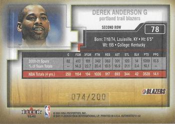 2001-02 Fleer Authentix - Second Row Parallel #78 Derek Anderson Back