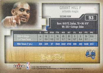 2001-02 Fleer Authentix - Second Row Parallel #93 Grant Hill Back