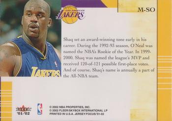 2001-02 Fleer Focus - Materialistic Away #M-SO Shaquille O'Neal Back