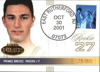 2001-02 Fleer Force - Rookie Postmarks #130 Primoz Brezec Front