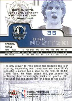 2001-02 Fleer Force - Special Force #35 Dirk Nowitzki Back