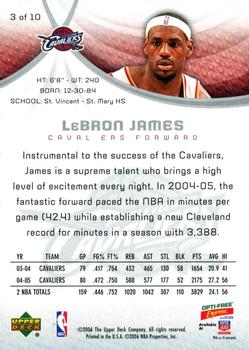 2005-06 Upper Deck Cleveland Cavaliers LeBron James SGA #3 LeBron James Back