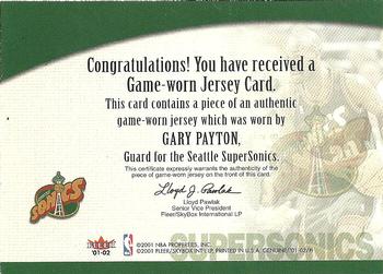 2001-02 Fleer Genuine - Names of the Game #NNO Gary Payton Back