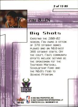 2001-02 Fleer Maximum - Big Shots #2 BS Ray Allen Back