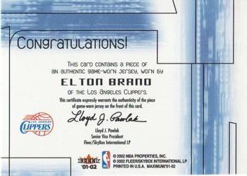 2001-02 Fleer Maximum - Big Shots Jerseys #NNO Elton Brand Back