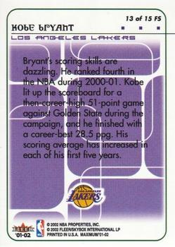 2001-02 Fleer Maximum - Floor Score #13 FS Kobe Bryant Back