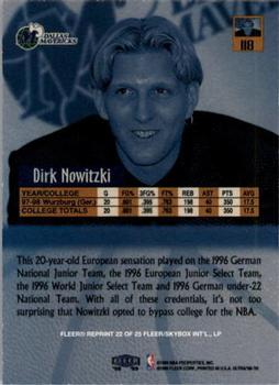 2001-02 Fleer Platinum - 15th Anniversary Reprints #22 Dirk Nowitzki Back