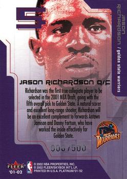 2001-02 Fleer Platinum - Lucky 13 #5 Jason Richardson Back