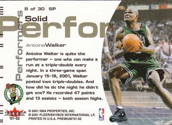 2001-02 Fleer Premium - Solid Performers #8 SP Antoine Walker Back