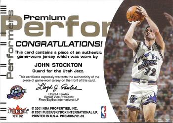 2001-02 Fleer Premium - Premium Performers #NNO John Stockton Back