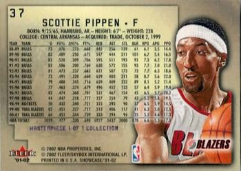 2001-02 Fleer Showcase - Masterpiece #37 Scottie Pippen Back