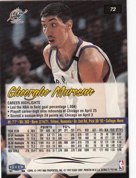 1997-98 Ultra #72 Gheorghe Muresan Back