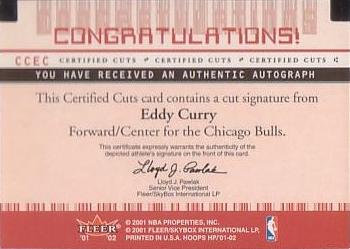 2001-02 Hoops Hot Prospects - Certified Cuts #CCEC Eddy Curry Back