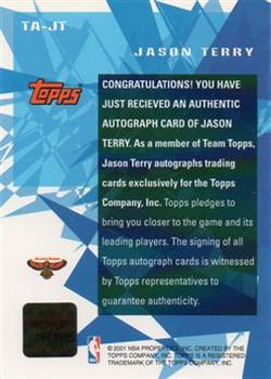 2001-02 Topps - Autographs #TA-JT Jason Terry Back
