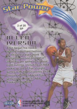 1997-98 Ultra - Star Power #2 SP Allen Iverson Back