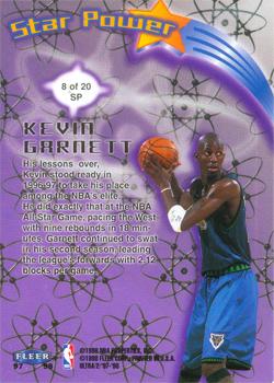 1997-98 Ultra - Star Power #8 SP Kevin Garnett Back