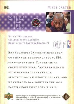 2001-02 Upper Deck - Higher Ground #HG1 Vince Carter Back