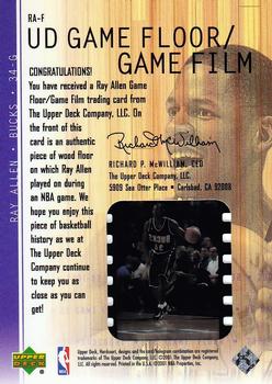 2001-02 Upper Deck Hardcourt - UD Game Film/Floor #RA-F Ray Allen Back