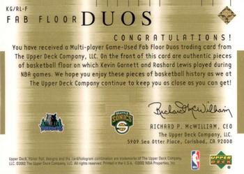 2001-02 Upper Deck Honor Roll - Fab Floor Duos #KG/RL-F Kevin Garnett / Rashard Lewis Back