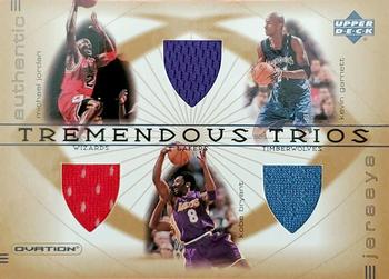 2001-02 Upper Deck Ovation - Tremendous Trios #MJ/KB/KG Michael Jordan / Kobe Bryant / Kevin Garnett Front