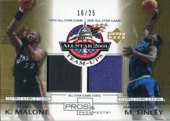 2001-02 Upper Deck Pros & Prospects - All-Star Team-Ups Gold #KM/MF Karl Malone / Michael Finley Front