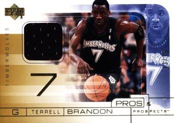 2001-02 Upper Deck Pros & Prospects - Game Jerseys Gold #TB Terrell Brandon Front