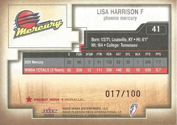 2002 Fleer Authentix WNBA - Front Row #41 Lisa Harrison Back