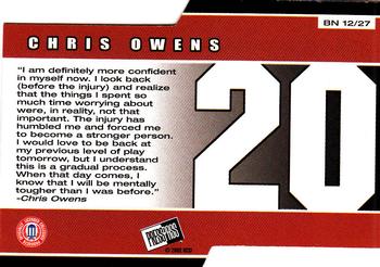 2002 Press Pass - Big Numbers #BN12 Chris Owens Back
