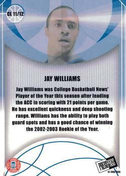 2002 Press Pass - Class of 2002 #CL11 Jay Williams Back