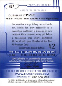 2002 SAGE HIT - Autographs Silver #H37 Ousmane Cisse Back