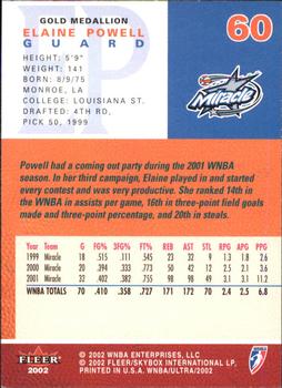 2002 Ultra WNBA - Gold Medallion #60 Elaine Powell Back