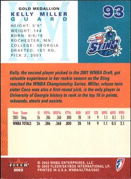 2002 Ultra WNBA - Gold Medallion #93 Kelly Miller Back