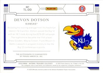 2020 National Treasures Collegiate - Team Logos #TL-DD Devon Dotson Back