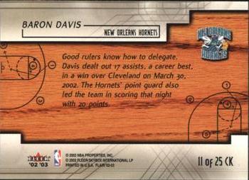 2002-03 Flair - Court Kings #11 CK Baron Davis Back