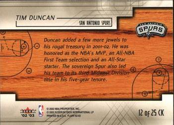 2002-03 Flair - Court Kings #12 CK Tim Duncan Back