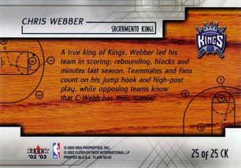 2002-03 Flair - Court Kings #25 CK Chris Webber Back