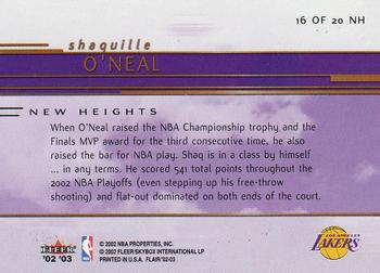2002-03 Flair - New Heights #16 NH Shaquille O'Neal Back