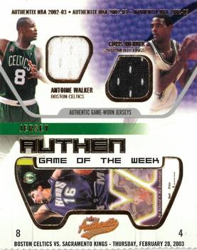 2002-03 Fleer Authentix - Jersey Authentix Game of the Week Ripped #AW-CW Antoine Walker / Chris Webber Front