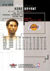 2002-03 Fleer Box Score - Classic Miniatures #12CM Kobe Bryant Back
